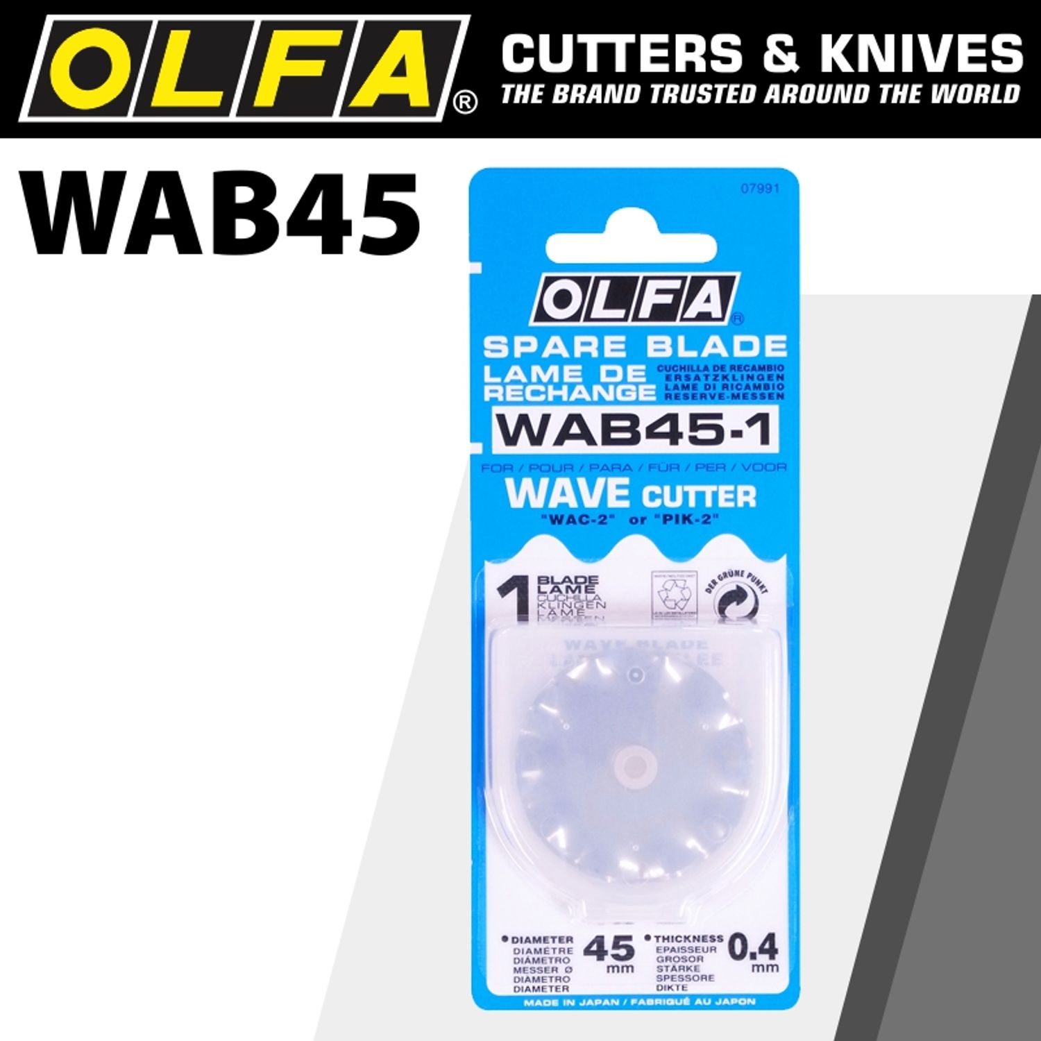 OLFA Blades Rotary Wave Cutter 45mm 1/pk